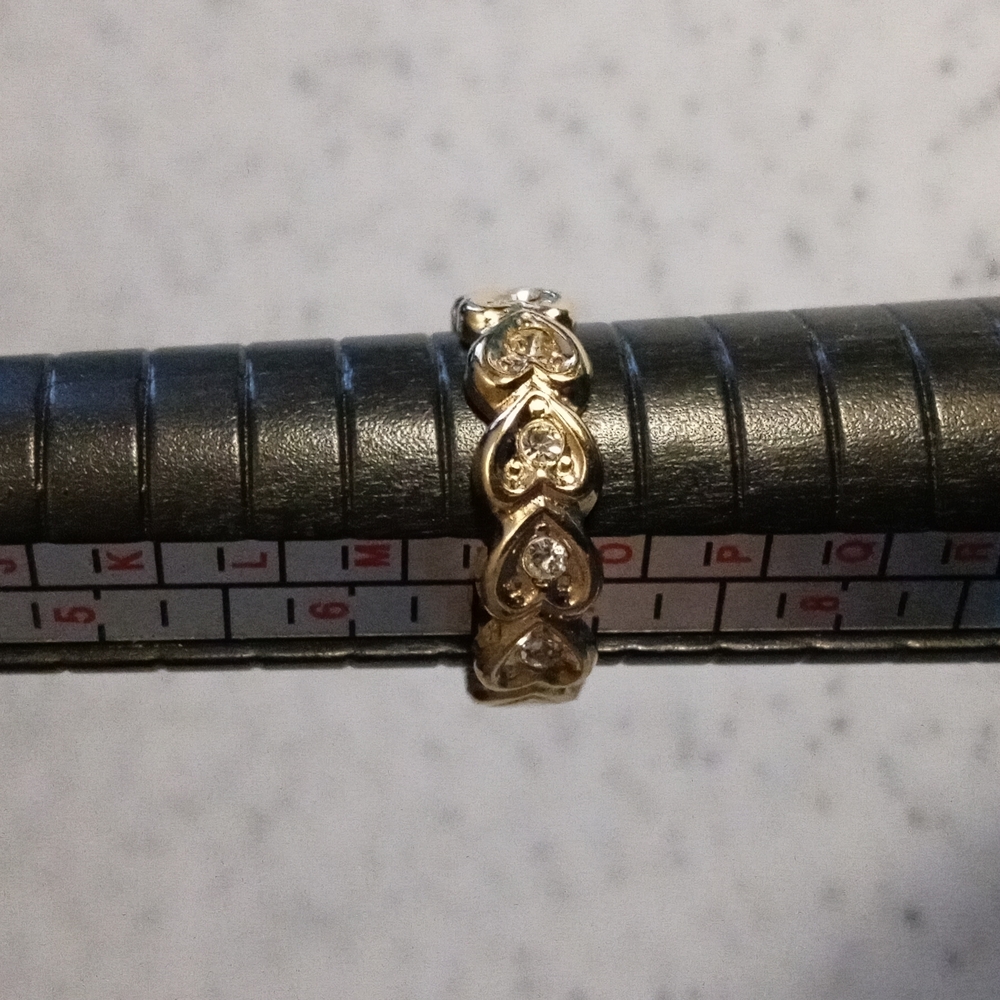 Yellow Gold Diamond Simulated Heart Shaped Unisex Band size 7